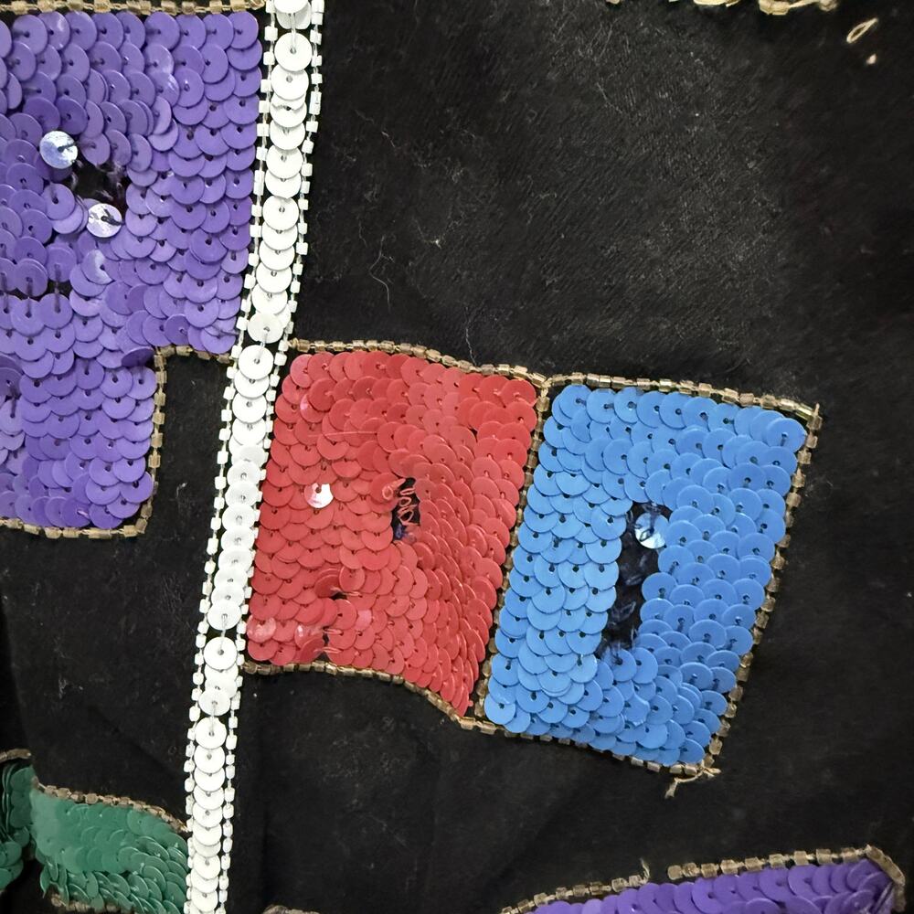 Vtg Modi Sequin Patchwork Denim Jacket Women's M … - image 5